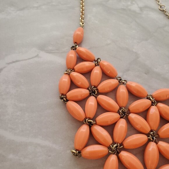 🧡 J.Crew Orange Geometric Beaded Statement Necklace 🧡 - Picture 14 of 15